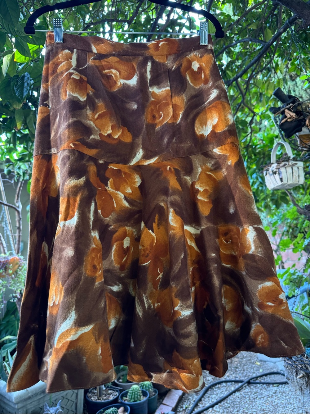 Vintage Brown & Rust Floral Circle Skirt